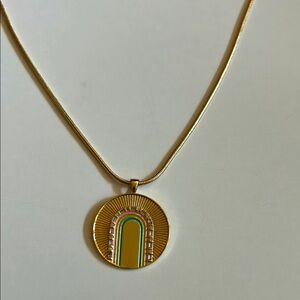 Elizabeth Stone Gold Rainbow Pendant Necklace